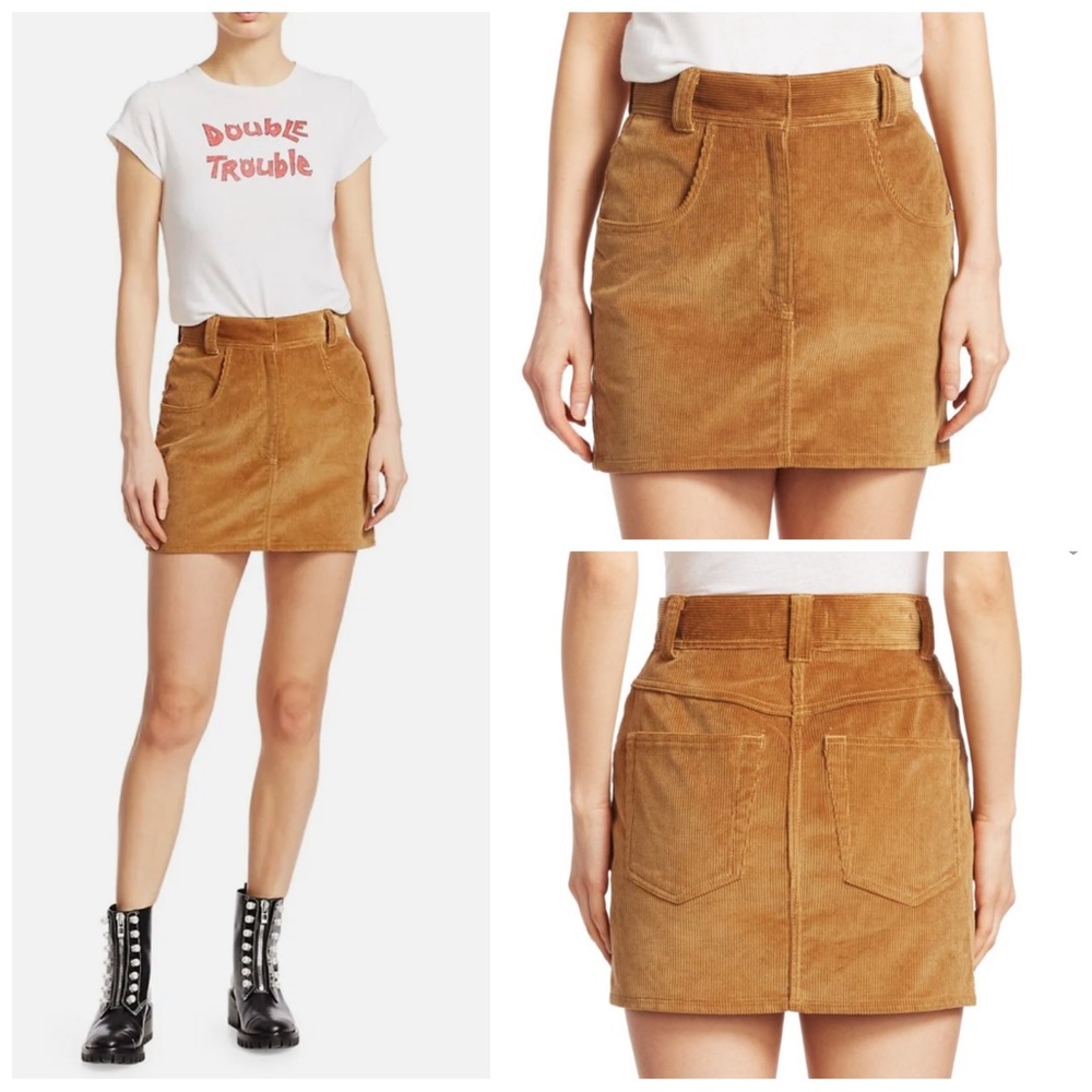 •RE/DONE• 90s Western Corduroy High Waisted Mini Skirt Camel Tan Brown Size 26